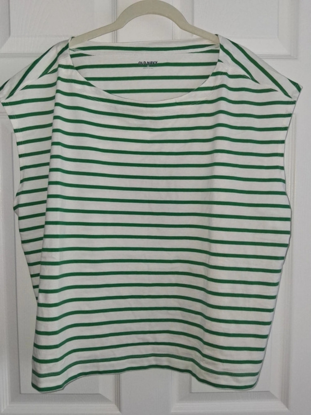Old Navy Boatneck T-Shirt Green & White Size 2X